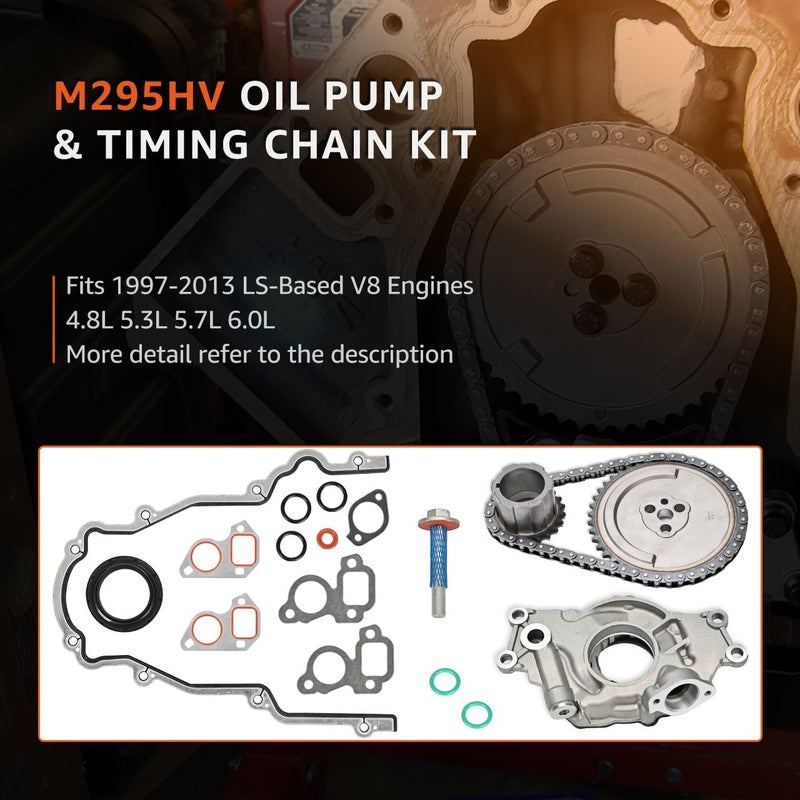 CHARMKER LS High Volume Oil Pump Timing Chain Kit w/Gaskets M295HV Fit for Chevy GM 4.8L 5.3L 5.7L 6.0L LS1 LS2 LS3 L96 LM7 LR4 LQ4 Gen 3 4 V8 Engine 1997-2013 - Image 2